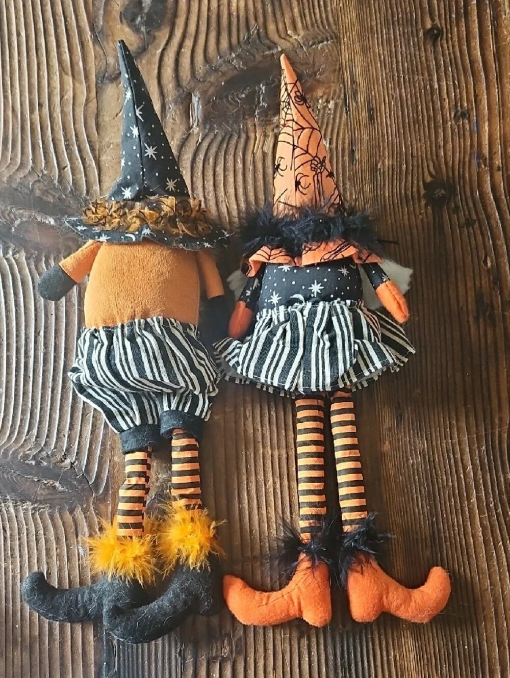Halloween Gnome Doll Pair - Orange, Black, White